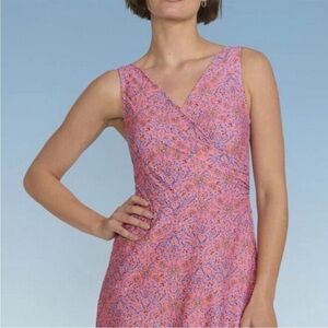 Lands' End NWT Women's Surplice Swim Dress - Coral L (14-16) Coral Beach NEW